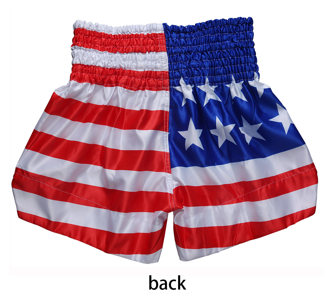 O2TEE Unisex American Flag Traditional Styles Muay Thai Shorts for Men  Women Training – o2tee