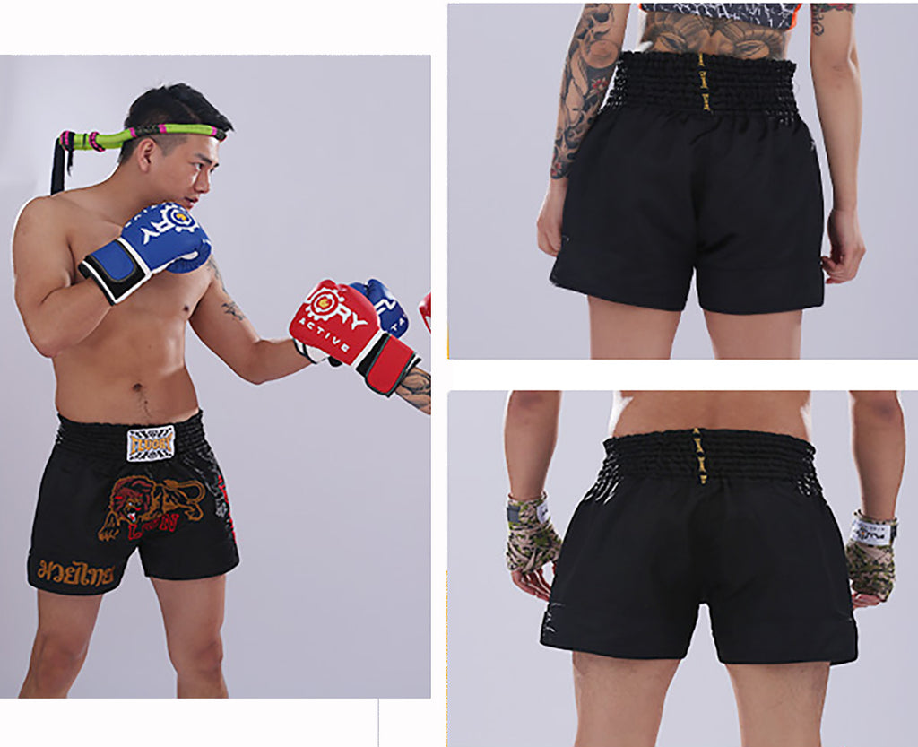 Fluory Muay Thai Short Kickboxing Short Black MTSF50 - FIGHTWEAR